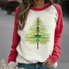 Dragonfly Christmas Tree Print Sweat-shirt à manches longues Casual Top Femme A66 201203