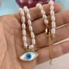 Naturel mauvais œil collier mode nacre coquille pendentif colliers de perles pour les femmes 2021 cadeaux bijoux