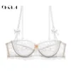 Top Sexy Bra Plus Size Lace Underwear Ultrathin Transparent Brassiere A B C D Cup White Bras Embroidery Women Lingerie Black 210728