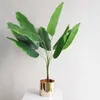 82cm 9 folhas tropicais bananeira artificial grande plantas de palma galho Folhas verdes falsas folhas de monstera para decoração de casamento em casa 210624