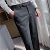 Mäns kostymer Blazers Classic Striped Pant Business Dress Suit Pants Casual Office Sociala Byxor Högkvalitativ Bröllop Streetwear Men Tyg