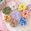 21色Ins Scrunchieシルクポニーテイルシフォンクロスバンホルダーオールマッチゴムバンドリング弾性ヘアタイロープMC044