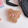 Mignon ours Animal en peluche poupée broche porte-clés suspendus porte-clés anneau sac téléphone décoration porte-clés pendentif