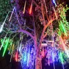 30cm 50cm防水流星シャワーrain 8/10チューブLEDストリングライト庭園の木EU / USプラグY201020のための屋外のクリスマスの装飾