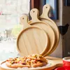 Pizza Round Shape Wooden Dinner Plates Cake Dessert Solid Wood Eco-friendly Tray Dining Table Insulation Pads Kitchen Supplies RRA10880