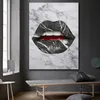 ノルディックポスター唇スカンジナビアの部屋の装飾黒と白のプリントアートの壁の写真のための居間のキャンバス絵画の絵画