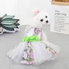 Princess Dog Cat Dress Tutu Flowers Lace Patchwork Design Pet Puppy Skirt Spring/summer Clothes Outfit Pink Red S-2xl