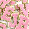 Mix Color Chenille Fabric Gold Glitter Letters Patches Towel Embroidery Rainbow Gritt Alphabet Iron on Lovely Sticker Name GCB14456