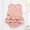 Noworodek Bawełniana Lniana Romper Dzieci Baby Girls Ubrania Bez Romper Romper Bawełniany Maluch One-Piece Sunsuit Outfit Suite 119 Y2