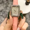 Orologio da polso al quarzo casual delle migliori marche per donna Ragazza con cinturino in pelle stile rettangolo di cristallo Orologi CHA42