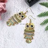 Cartoon Bird Owl örhängen Ancient Bronze Emamel Animal Hook Chandelier Dingle Earrings for Women Fashion Jewelry Will and Sandy