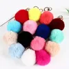 8cm imitar bola de pele de coelho chaveiro POM POM carro bolsa chaveiros decoração fofo Faux coelho pele chaveiro anel saco acessórios