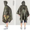 Poncho antipioggia Impermeabile mimetico impermeabile con cappuccio per attività all'aperto Camo Shelter Ground Sheet Uomo Donna Taglia grande