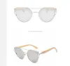 اليدوية الخشب القط العين النظارات النساء الإطار المعدني الخيزران الشمسية السيدات العلامة التجارية تصميم سبيكة النظارات الخشب الأصلي oculos دي سول