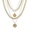 Vintage Multilayer Chain Necklace Women's Necklace Torques Large Coin Pendant, Jewelry Accessories