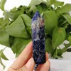 Dekorativa föremål Figurer 1 st 8-9 cm naturlig kristallpunkt sodalit stenläkande prydnad för heminredning obelisk blå kvarts trollstav reiki