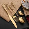 Flatware Sets 24pcs/lot Dinnerware Set Gold Cutlery Fork 304 Stainless Steel Spoon Royal Forks Knives Spoons Kitchen Tableware