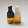 30pcs / lot 1ml Amber Piccoli bottiglie di vetro bottiglie di vetro Perfume Droper flaconcino per olio essenziale