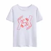 女性のTシャツ2021夏TシャツOネック半袖Tシャツシンプルスティックフィギュア人アバタープリントレディース