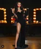 Vintage noir velours sirène robes de soirée sexy côté fendu chérie corset robe de bal robes d'occasion formelles sans gants 202153o