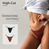 Femmes Sexy Strings Strass Lettre Sous-Vêtements Diamants G-string Taille Basse Femme Slips Shorts T-back Fitness Triangle Culottes Y0823