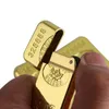 ゴールドの地金の形のタバコライタークリエイティブな金属の粉砕ホイールライターブタン炎イグナイターレンガのガスなし