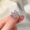 Cluster -Ringe Shipei 100 925 Sterling Silber erzeugt Moissanit Diamonds Edelstein Hochzeit Engagement Frauen Ring Set fein Schmuck 7633644