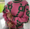 Maglioni rosa a maniche lunghe autunno inverno per donna lavorati a maglia verde o collo allentato oversize D pullover casual vintage