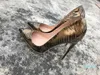 Ny brons tryckta bananblad högklackade skor i Europa och Amerika 12 cm sexig nattklubb