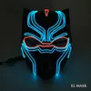 Accessori per costumi Puntelli decorativi per travestimenti Pantera nera Cosplay Neon Light Up EL Wire Mask Maschera luminosa per supereroi Maschera LED