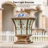 태양 전원 LED 레트로 야외 램프 울타리 풍경 정원 게이트 기둥 빛 가정용 사각형 포스트 원격 제어 방수
