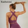 Ranberone Seamlsportセット女性のトリミングトップブラジャーワークアウトアウトフィットフィット服runジムスーツ女性ヨガセット服トラックスーツ2021 x0629