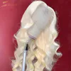 PRE PLUCKED 613 Blond mänskliga hår peruk Deep Body Wave HD Transparent spetsfront Glueless peruker för svarta kvinnor stängning5346158