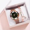 Mulilai Brand Starry Sky Luminous Quartz Piękne zegarki damskie magnetyczne siatkowe opaska Flower Panie Delicate Watch269a