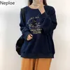 Neploe Brev Broderi Kvinnor Sweatshirt Losing Harajuku Oversize Sweatshirt Pullovers Spring Höst Hoody 210910