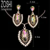 Jewelry Sets Luxury designer Bracelet mystic Colorful Crystal Set Leaf Drop Earrings/Necklace Rhinestone Gold Plated Chain Anniversary Weddi