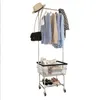 Multifunctional mobile clothes hanger Bedroom Furniture trolley landing household balcony cloth hangers clothing store rack