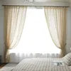 Retro Beige Crochet Lace Hollow Crochet Flower Sheer Curtain For Living Room American Rustic White Handmade Curtain Tulle M181#4 210712