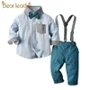 Bear Leader Christmas Barnkläder Höst Spring Boys Polka Dot Kläder Party Outfits Barn Barnkläder Bowtie Kläder 210708