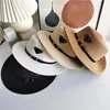 Summer Panama Designer Style Letter hats Strips Hand-woven Ladies Straw Hat