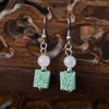 Pendientes de abalorios de piedra de Lava Retro bohemio, difusor de aceite esencial DIY, joyería para mujer, pendiente cúbico volcánico