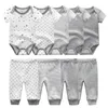 Tute + pantaloni solidi Vestiti per neonati Set di abbigliamento 0-12M Vestiti per neonate unisex Neonato in cotone Roupa de bebe 210226