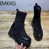 Herfst laarzen vrouwen schoenen vrouw mode ronde teen enkel winter elastische zwarte comfortabele botas 2111104