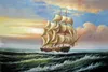 Tall Ship Segling Heminredning Stor oljemålning på kanfas Handmålat / HD-tryck Väggkonst Bilder Anpassning är acceptabel 21060612