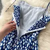 Summer Femmes Bow-Travail Spaghetti Strap Sexy Party Robe Polka Dot Imprimer Plissé Slim Taille Split Casual Femme Beach 210603