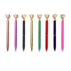 Crystal Glass Kawaii Ballpoint Pen Big Gem Ball Pennor med Stor Diamond Fashion School Office Supplies LLD11934