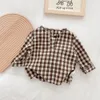 Milancel Bahar Yeni Çocuk Giysileri Uzun Kollu O-Boyun Ekose Gömlek 210306
