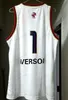 Aangepast China Allen Iverson #1 Nanjing MonkeyKings basketballrui's genaaidde witte maat S-4XL Elke naam en nummertruien van topkwaliteit