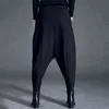 2022 Spring Fashion Black High Waist Elastic Pockets Patchwork Casual Woman Full Length Harem Pants SA155 211218