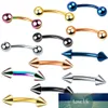 10Pcs/Lot Stainless Steel Eyebrow Ring Spike Ball Curved Barbells Eyebrow Piercing Bar Body Jewelry Helix Piercing Ring 16G Factory price expert design Quality